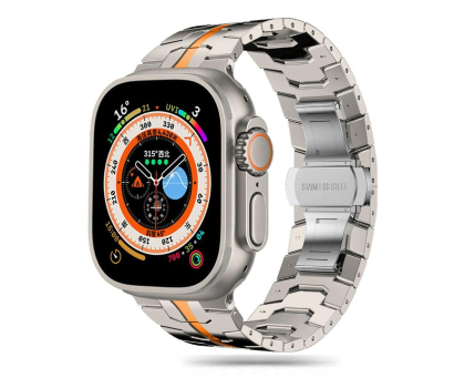 Pasek i akcesoria do zegarków TECH-PROTECT Stainless Line do Apple Watch 42/44/45/49 mm titanium/orange